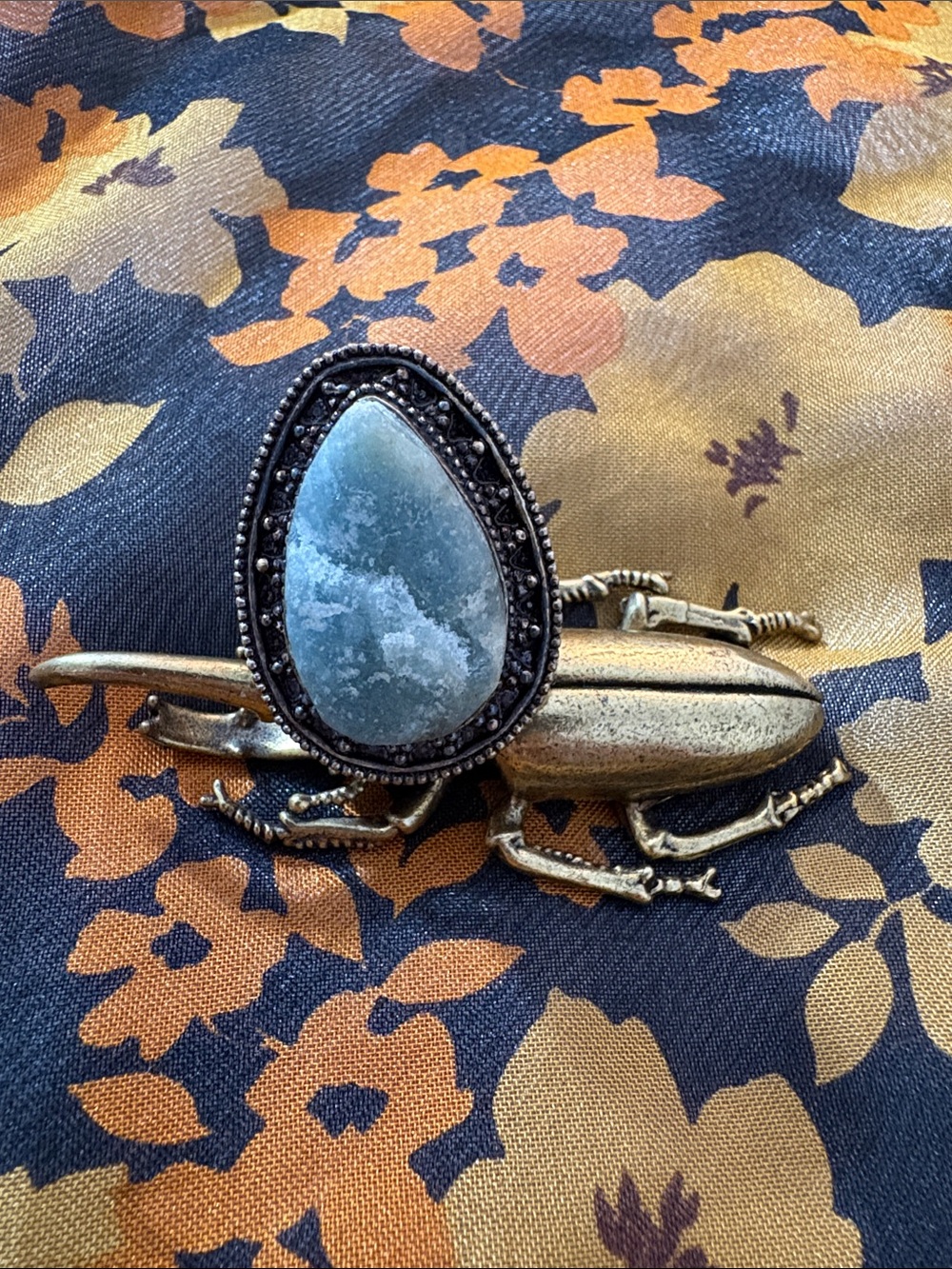 Teardrop Druzy Aquamarine Statement Ring